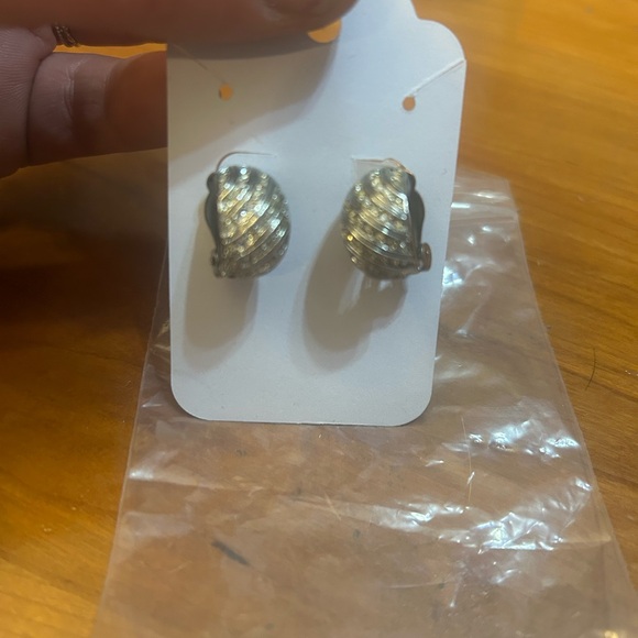 Silver CZ clipon earrings - Picture 8 of 10